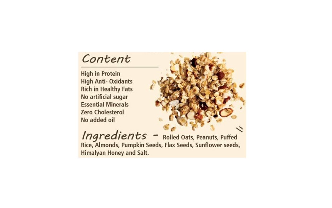 Earthly Granola With Oats, Honey, Pumpkin Seeds Flaxseeds and Peanuts   Pack  376 grams